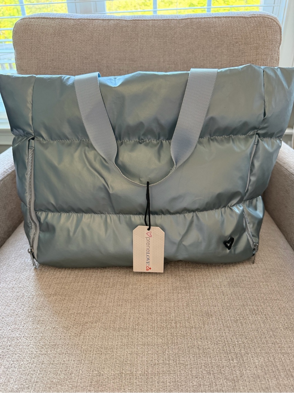 Puffer Duffel Bag in Light Blue by Prenelove